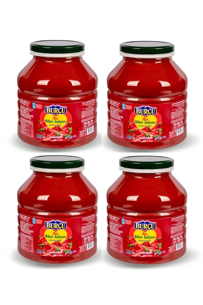 BURCU Ev Tipi Yüksek Kalite Acı Biber Salçası CamPet 3200 gram 4 lü Paket