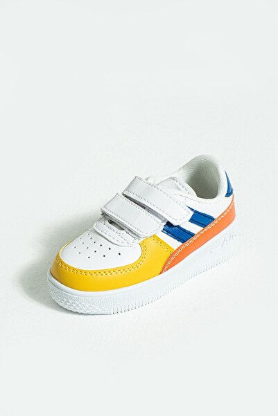 WMİLANO Çocuk Unisex Sarı Sneakers Cırtlı Spor Rahat Çocuk Ayakkabısı