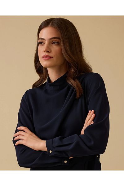 SCL Adjustable Waist Stand Collar Dress