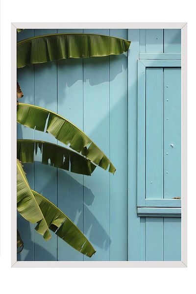 Postifull White Framed Poster, Palm Tree, Photo, Blue Color Poster, Summer Selection 2025, No:109580