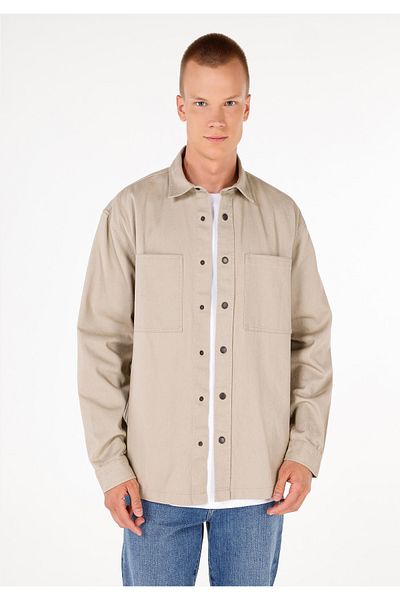 Colin's Comfort Fit Shirt Neck Plain Men's Beige Long Sleeve Shirt