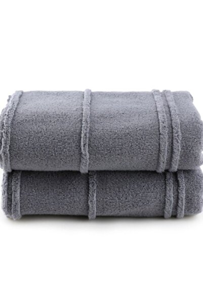 Hobby home collection Set of 2 towels 50 x 90 cm 100% microcotton, Hobby Home, Arden Dark Grey