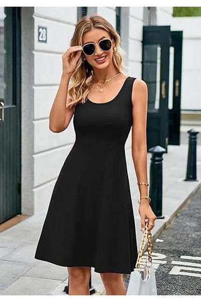 Little Visqon Women's Strap Round Neck Short Viscose Dress