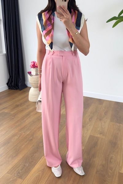 BİRCANÇİL Mary Pink Palazzo Trousers