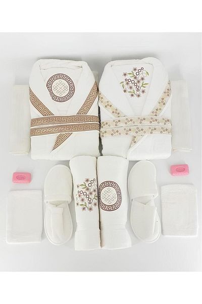 Inovius Luxury Robe Set – 16 Pieces, 100% Premium Cotton, Ultra-Absorbent for Him and Her, Gold Color