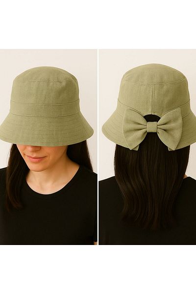 SFCOLLECTION Women's Summer Hat Ribbon Detail Adjustable Wide Trench Visor Sunscreen Hat