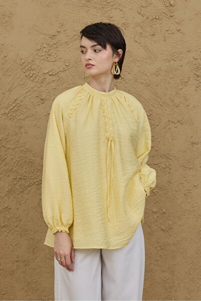 Fahhar Πουκάμισο με λεπτομέρεια με μανσέτα κίτρινο