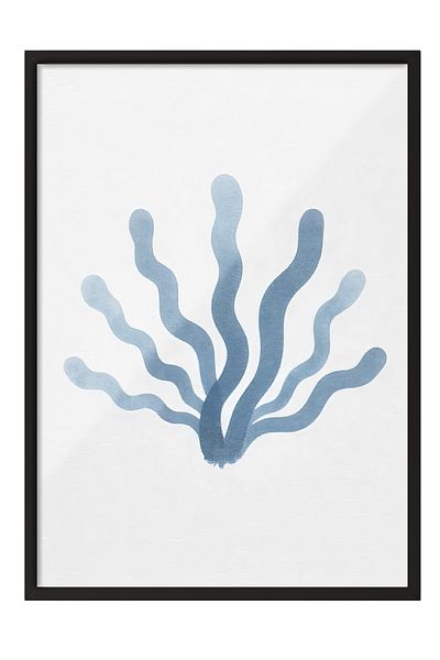Postifull Black Framed Poster, Algae Growth, Illustration, Blue Color Poster, 2025 Summer Selection, No:109665