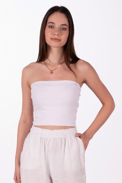 BARRELS AND OIL Lycra Strapless Body - White