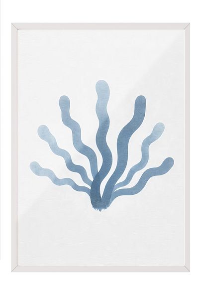 Postifull White Framed Poster, Algae Growth, Illustration, Blue Color Poster, 2025 Summer Selection, No:109665