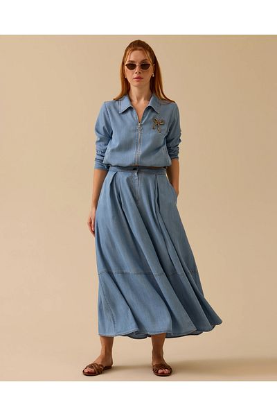 SCL Jean Skirt with Pile Detail