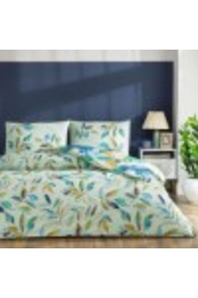 Taç Double bed linen with elastic 100% cotton ranforce, duvet cover 200x220cm, leaf pattern, TAC