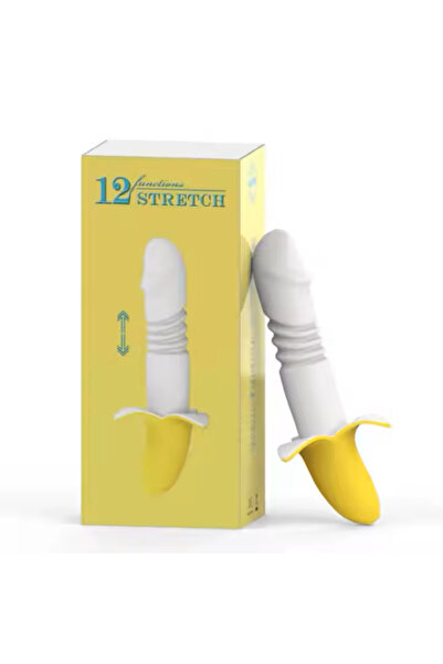 Muz Şeklinde İleri Geri Hareketli Titreşimli Şarjlı Vibratör Muz Dildo Gizli Paket