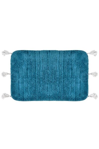 SyaMAG Bath Mat BLUE Petrol with Fringe 40x60cm Grazz