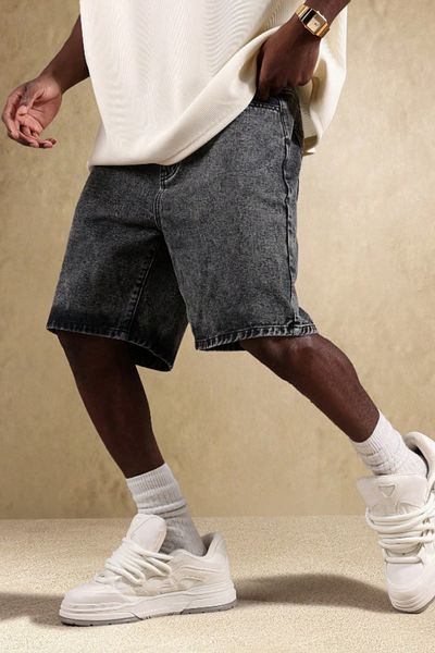 Tarz Cool Men's Baggy Fit Denim Shorts Anthracite