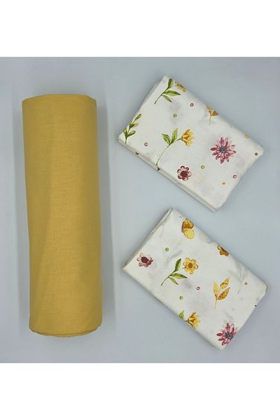 pınarhome collectıon 100% Organic Cotton Soft Fabric Embedded Sheets+Pillow Cover Corner Depth 28-30 Cm**New Season**