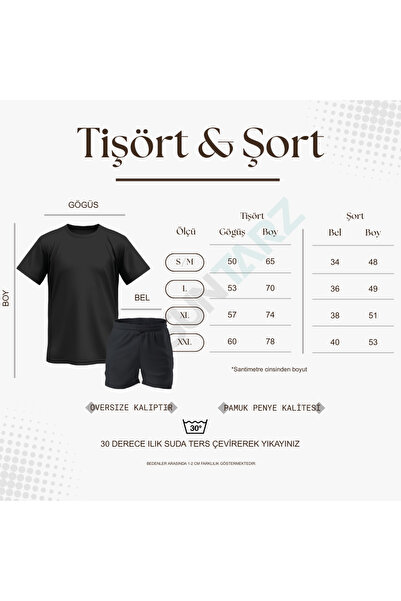 uyguntarz Unisex 3 Heart Printed Design Shorts Set