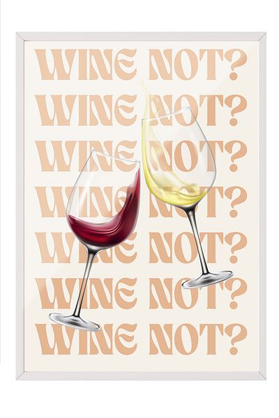 Postifull White Framed Painting, Wine Glass, Digital Picture, Minimalist, Red, Beige Color Poster, 2025 Summer S