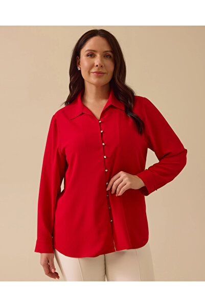 Gala-Xi Plus Size Stone Button Detailed Shirt