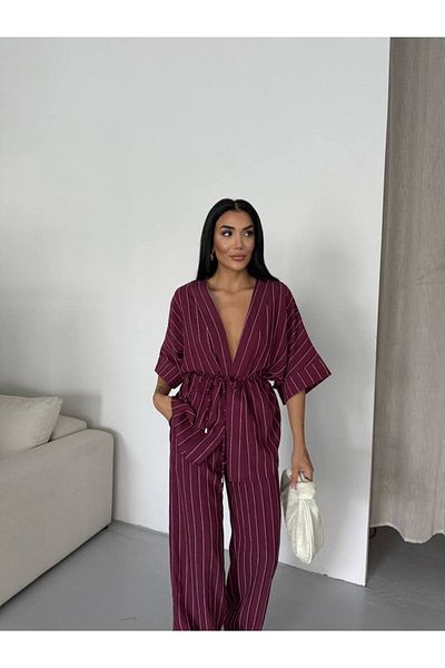 FRİYA Women's Waist-Tied Vest and Pants Suit