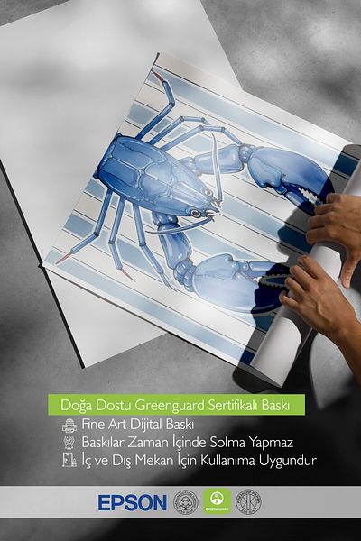 Postifull Wooden Framed Poster Painting, Blue Lobster, Illustration, Blue Color Poster, 2025 Summer Selection, No:109