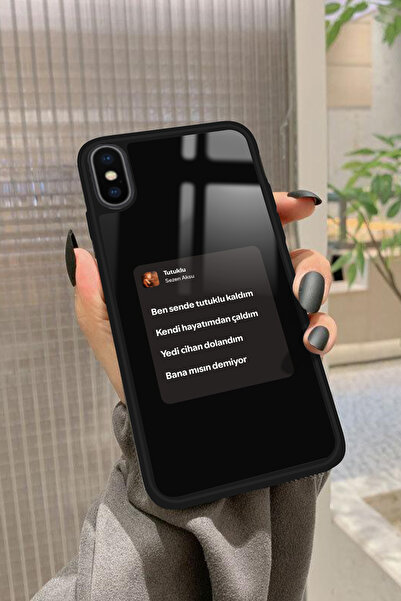Snacase iPhone X Uyumlu Sezen Aksu Şarkı Sözü Tasarımlı Glossy Premium Kılıf
