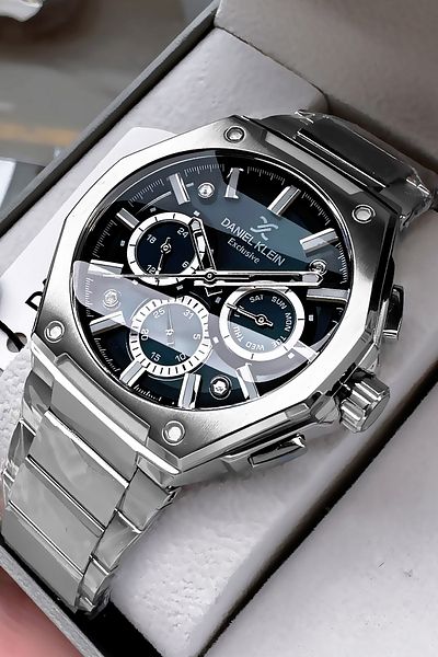 Daniel Klein Exclusive Men Wrist Watch 3 Atm Waterproof Silver Oil Color Steel Cord Gift Bracelet Dke2132C2