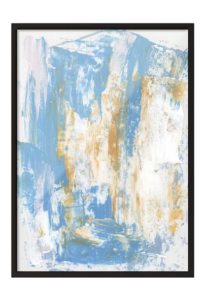 Postifull Black Framed Painting, Abstract, Colors, Acrylic Painting, Expressionist, Blue, Earth Tones Color Poste