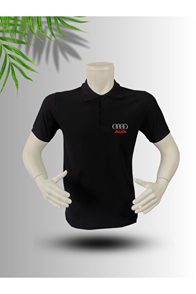 FROOY Audi Logo Printed Polo Neck Cotton T-Shirt