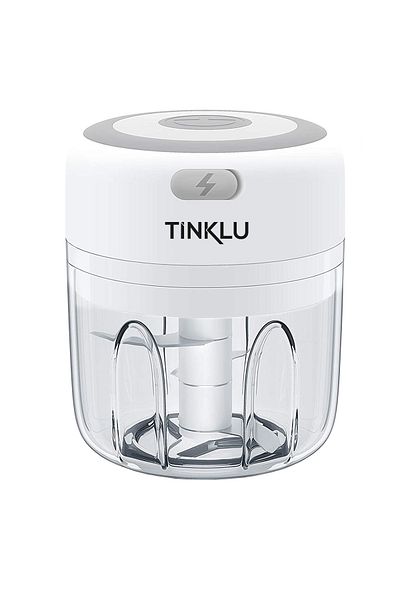 Tinklu Tinklu Mini Electric Chopper, 250 Ml, 3 Stainless Steel Blades, Cordless Operation, USB Power Supply, White