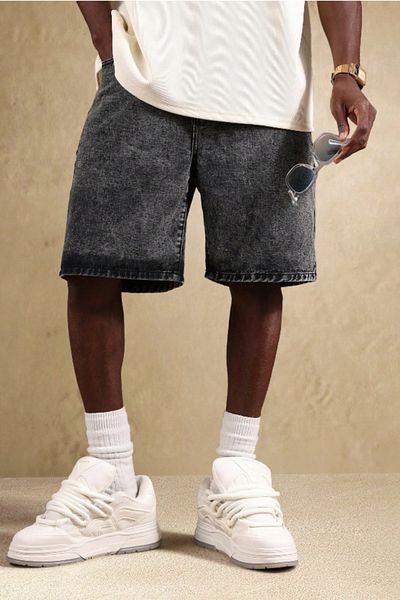 Tarz Cool Men's Baggy Fit Denim Shorts Anthracite