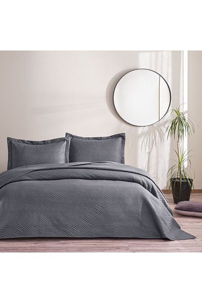 Taç Double Bedspread Set Harlow Anthracite