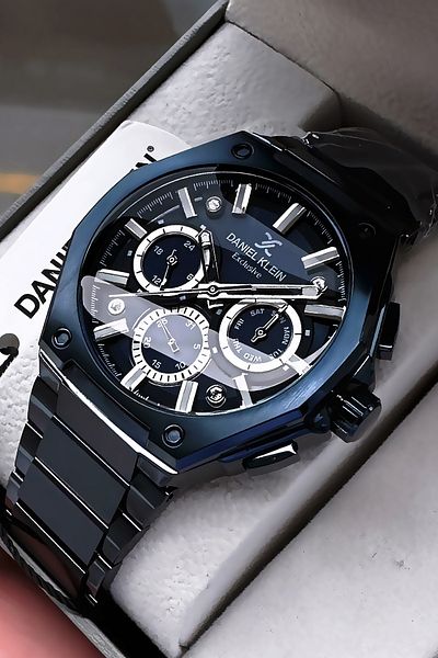 Daniel Klein Exclusive Men's Wristwatch 3 Atm Waterproof Navy Blue Color Steel Cord Gift Bracelet Dke2132C5