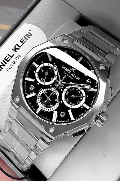 Daniel Klein Exclusive Men Wrist Watch 3 Atm Waterproof Silver Black Color Steel Cord Gift Bracelet Dke2132C3