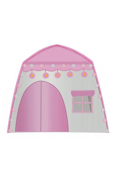 KRUZZEL Πτυσσόμενη παιδική σκηνή παιχνιδιού με 20 φώτα LED, 126x130x90 cm, ροζ/λευκό