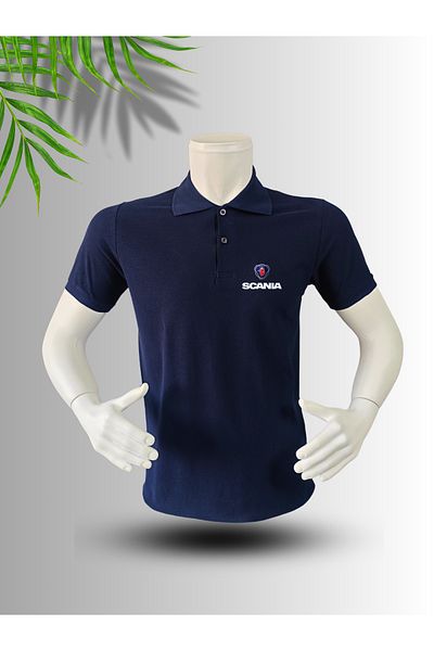 dafri Scania Logo Printed Polo Neck Cotton T-Shirt