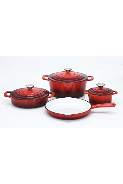 Carl Schmidt Sohn Set of pots with lids and frying pan, enamelled cast iron, Xanten 067489, 7 pieces