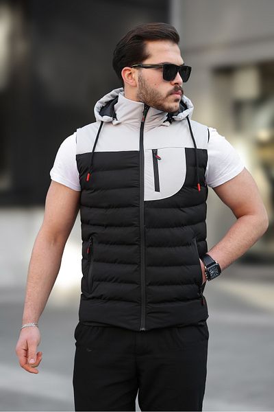 KOCCI Water and Windproof Detachable Hood Men's down Jacket Vest