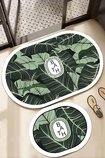 Chilai Home Aleas Bath Mat Set of 2 with Non-Slip Base Djtbanyo