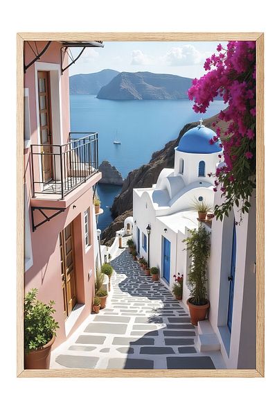 Postifull Wooden Framed Poster, Landscape, Photo, Blue Color Poster, Summer Selection 2025, No:109557