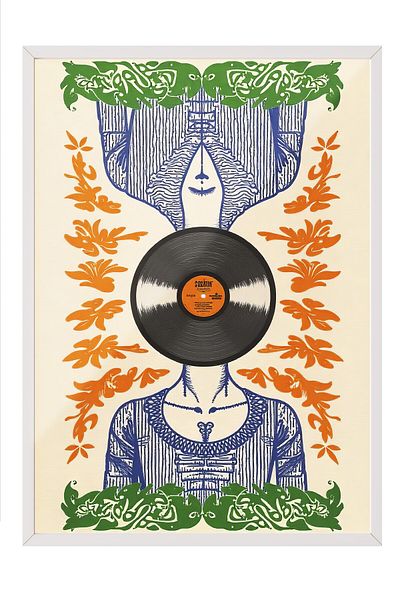 Postifull White Framed Painting, Plaque Woman, Illustration, Maximalist, Orange Color Poster, 2025 Summer Selection,