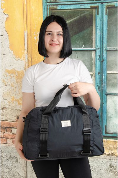 KAFF Black Shoulder Strap Waterproof Fabric Large Volume Functional Women's Hand and Shoulder Bag -1009