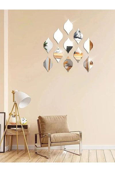 Numa Concept Decorative Waterway Mirrored Silver Plexiglass Christmas Ornament (12X7 cm) 12 Pieces