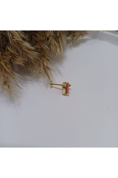 Canım kendim Heart Red Stone Gold Color Tragus (One Piece)