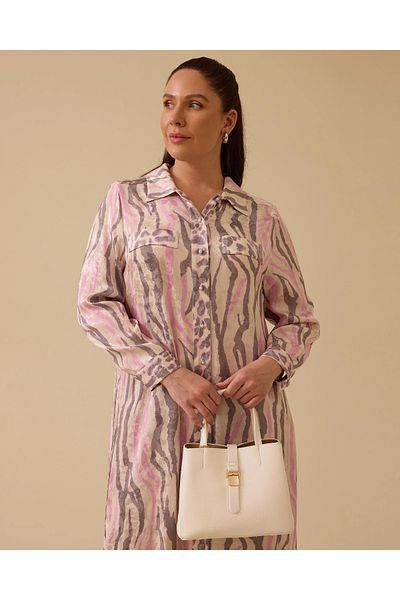 Gala-Xi Plus Size Shirt Collar Print Dress
