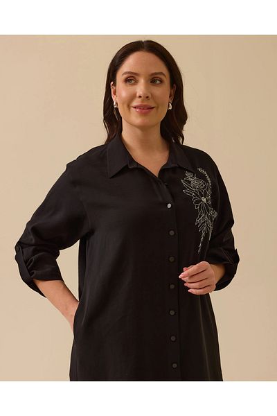 Gala-Xi Rochie cu nasturi cu detaliu broderie marime mare