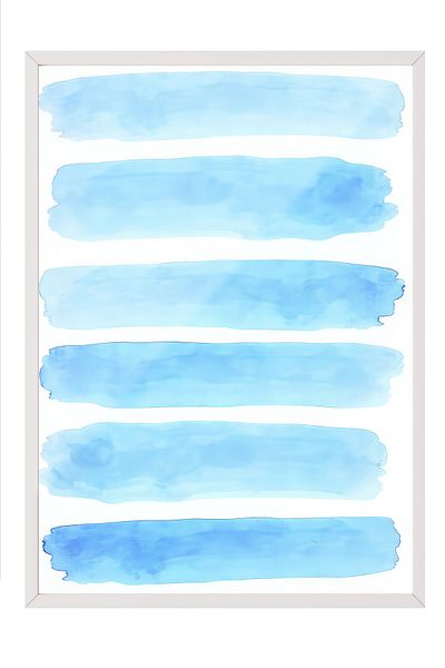 Postifull White Framed Poster, Blue Lines, Illustration, Blue Color Poster, 2025 Summer Selection, No:109679