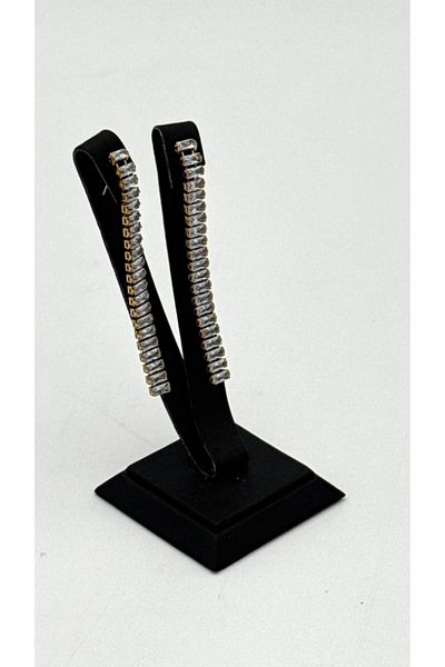 ELİOSA Gold Zircon Long Tarnish Steel Earrings
