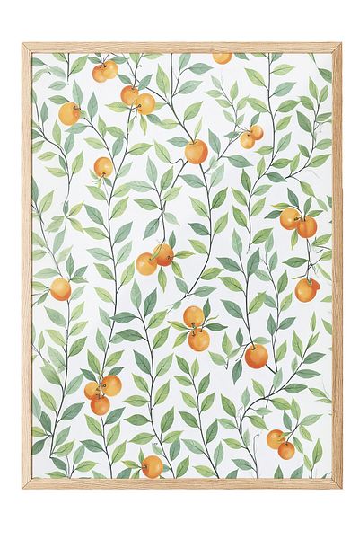 Postifull Wooden Framed Poster, Oranges, Illustration, Orange Color Poster, Summer Selection 2025, No:109539