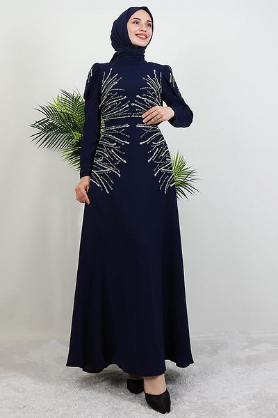 GİYZAMİLA Φόρεμα Mia Stone Hijab Navy Blue